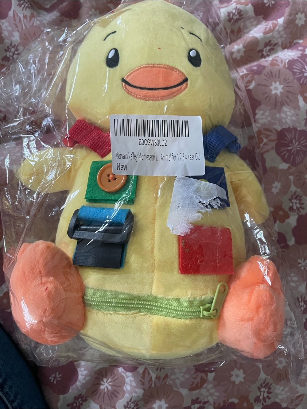 Vervain Valley Montessori Yellow Duck Sensory Activity Plush Toy for Kids